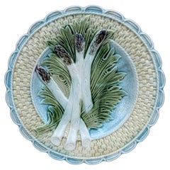 French Majolica Asparagus Plate Salins, circa 1890