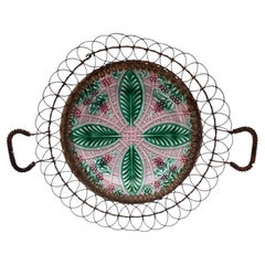 French Majolica Wire Basket Salins circa 1890