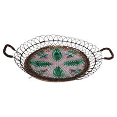 French Majolica Wire Basket Salins circa 1890