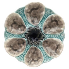 French Majolica Oyster Plate Orchies, circa 1910