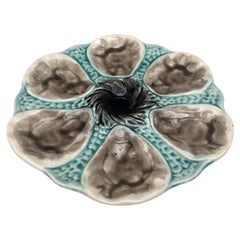 French Majolica Oyster Plate Orchies, circa 1910