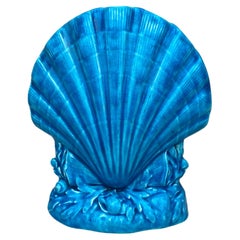 Vase Aqua Shell Posy en majolique de Minton du 19e siècle