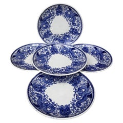 Set of 6 Small Blue & White Small Plates Dragons Sarreguemines