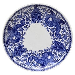 Set of 6 Small Blue & White Small Plates Dragons Sarreguemines