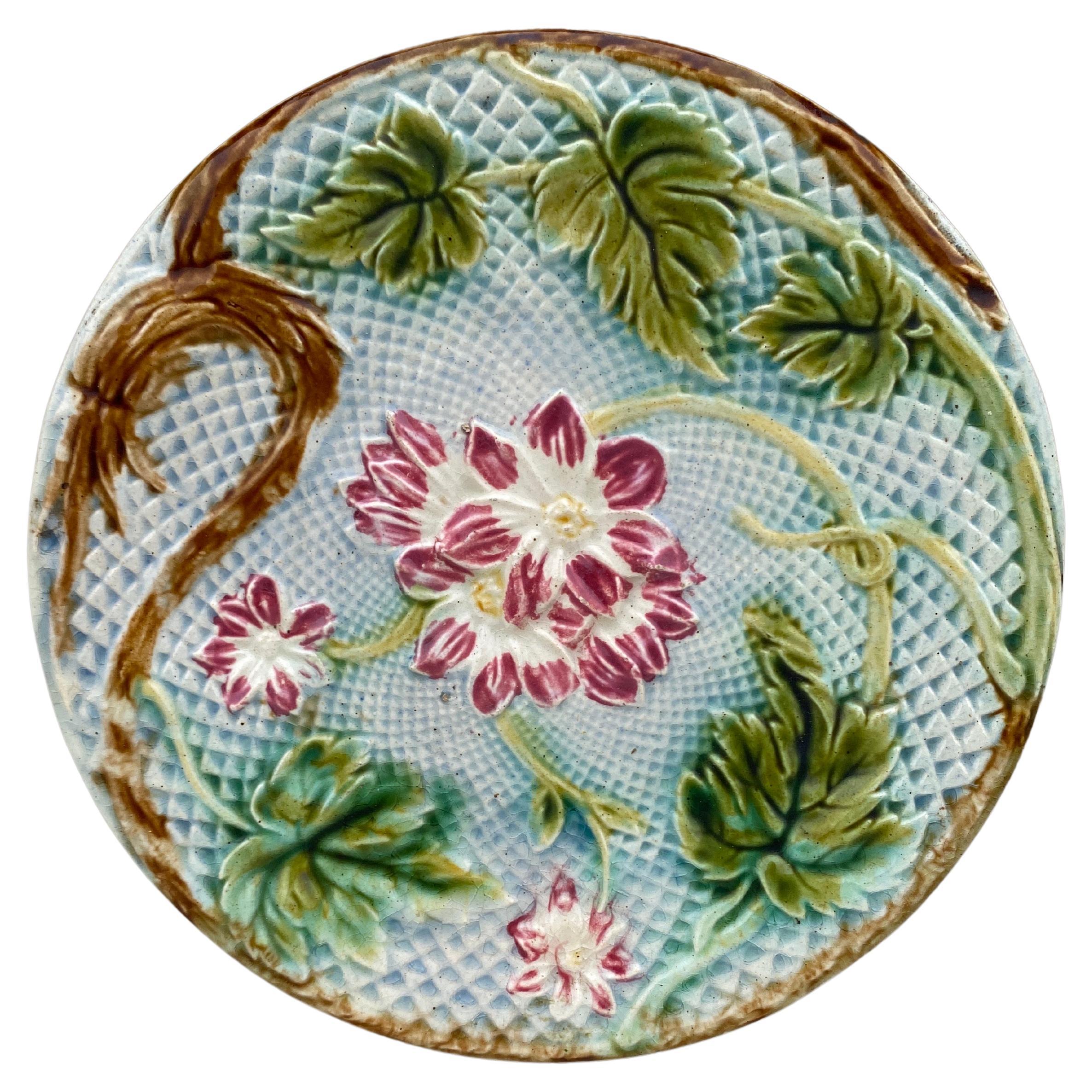 Salins de flores rosas de mayólica francesa, circa 1890