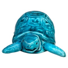 Tartaruga in maiolica turchese Clement Massier, circa 1890