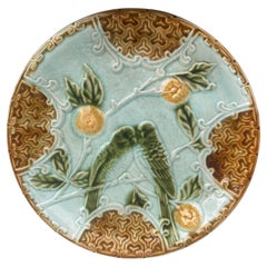 Majolica Parakeets Plate Salins, circa 1890