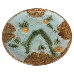 Majolica Parakeets Plate Salins, circa 1890