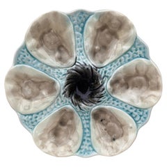 French Majolica Oyster Plate Orchies, circa 1910
