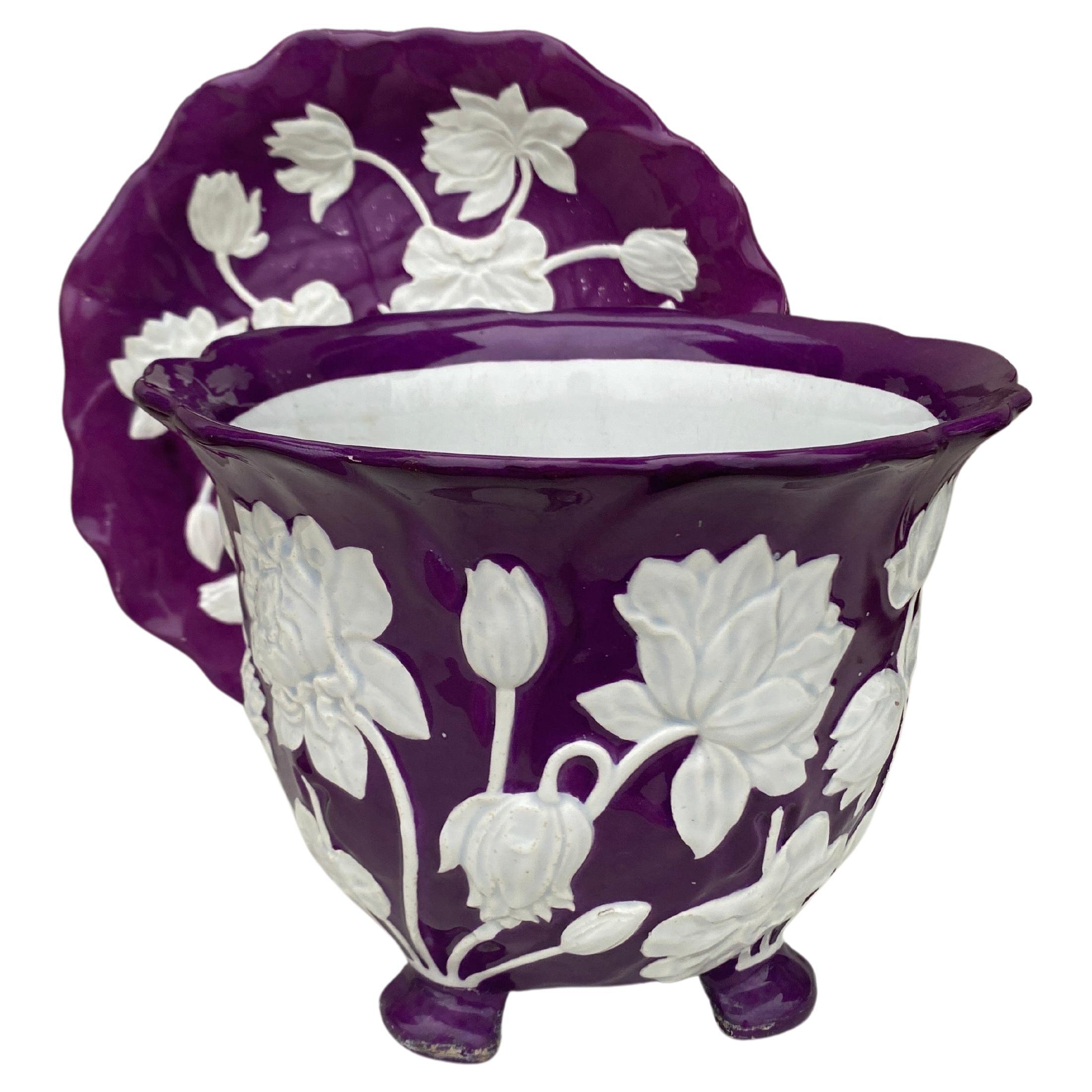 Aesthetic Movement French Majolica Water Lily Cache Pot Creil & Montereau, Circa 1890