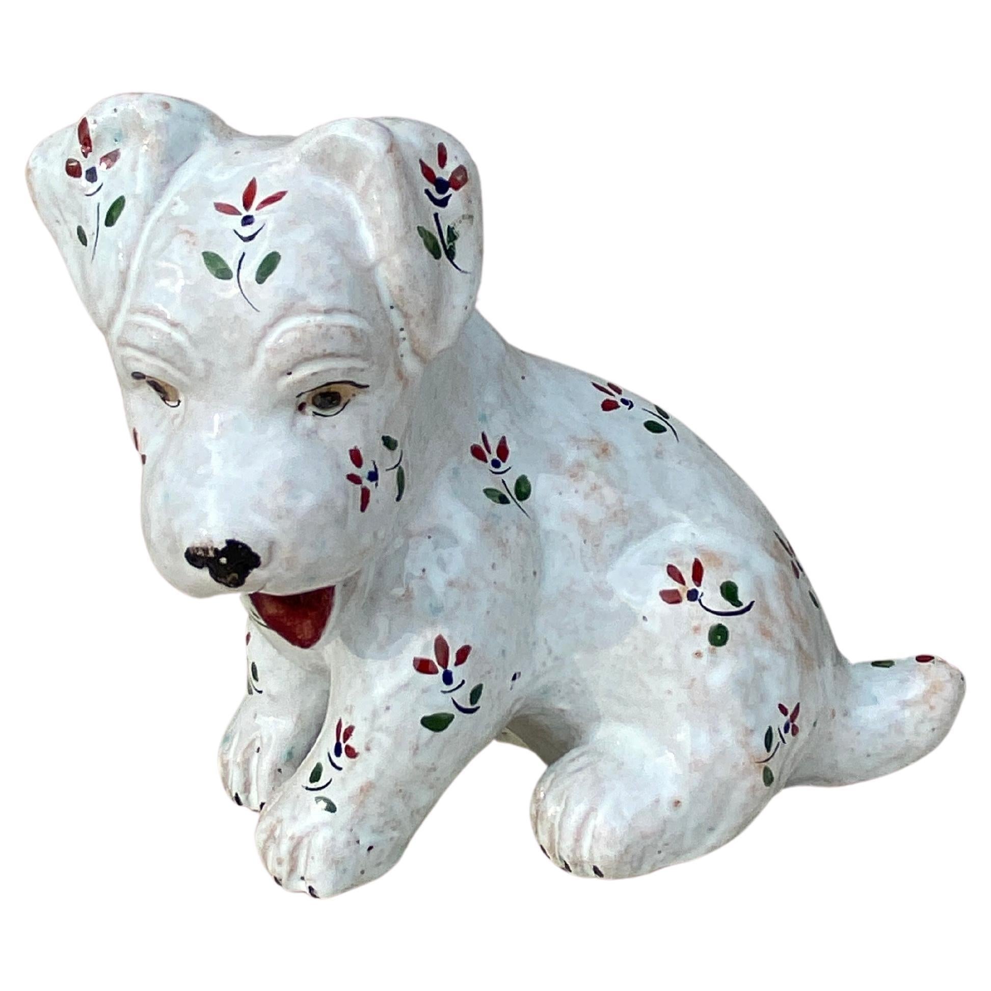 French Terracotta Majolica Dog Normandy Circa 1900 For Sale 3
