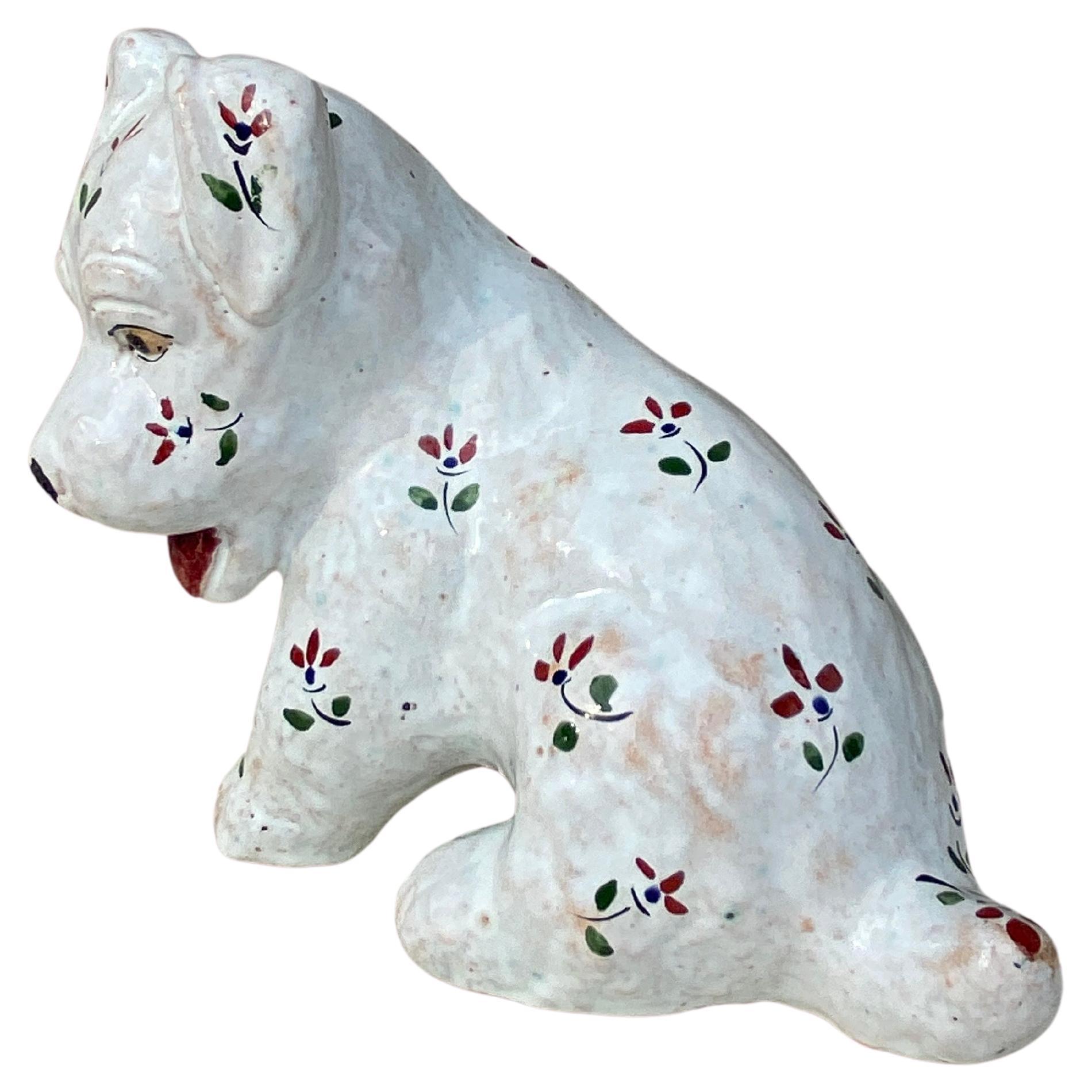 French Terracotta Majolica Dog Normandy Circa 1900 For Sale 2
