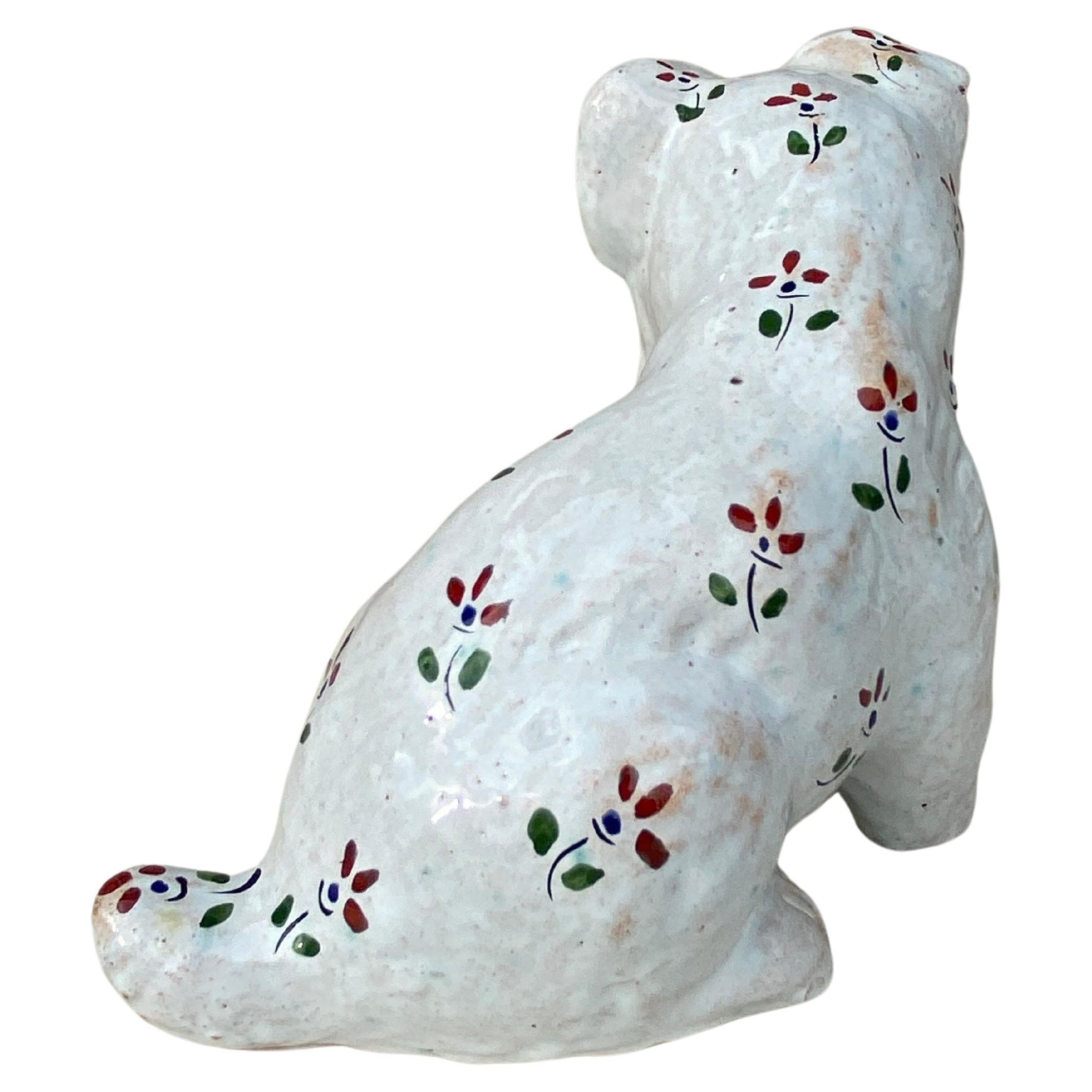 French Terracotta Majolica Dog Normandy Circa 1900 For Sale 1