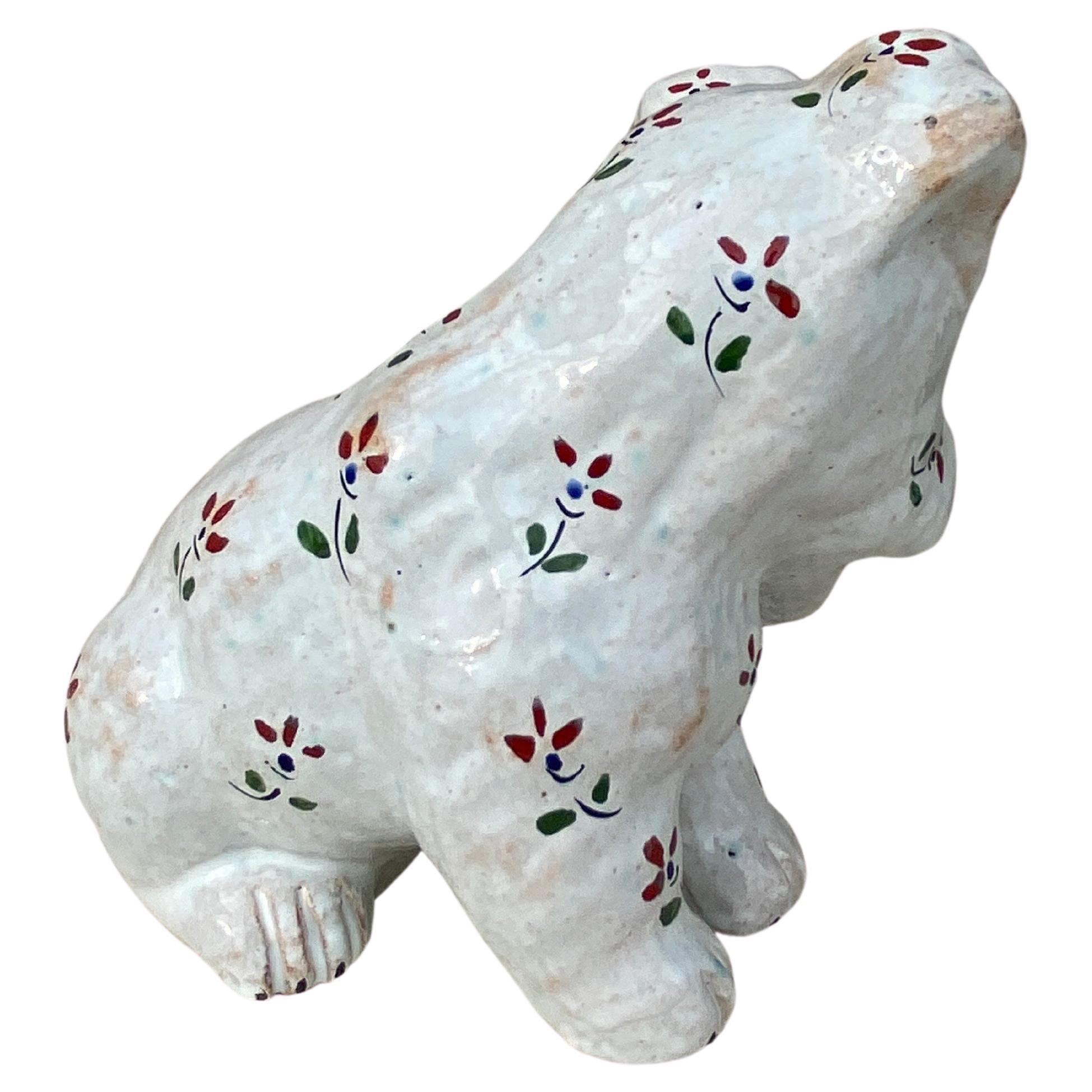 Early 20th Century French Terracotta Majolica Dog Normandy Circa 1900 For Sale