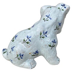 French Terracotta Majolica Dog Normandy Circa 1900