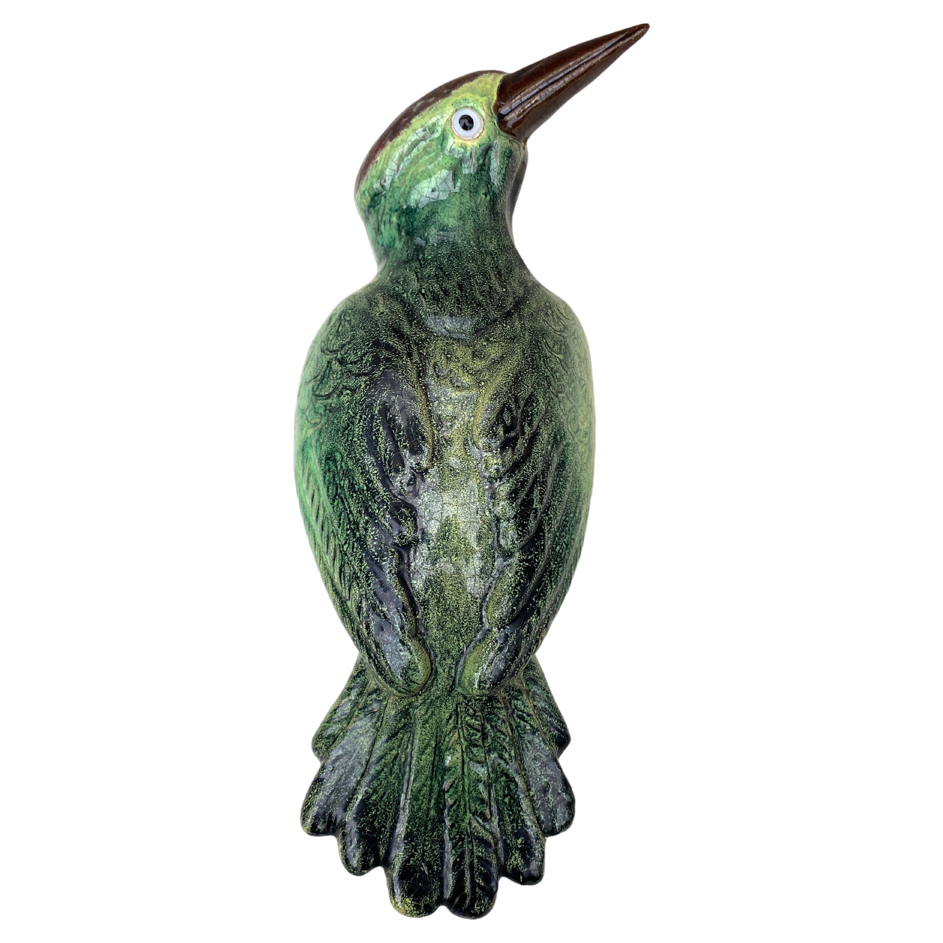 Terracotta Majolica Bird woodpecker Bavent Normandy For Sale