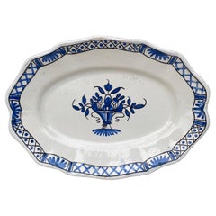 Vintage French Faience Blue & White Platter Circa 1950