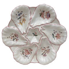 Majolica Flowers Oyster Plate Longchamp, circa 1900