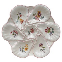Majolica Flowers Oyster Plate Longchamp, circa 1900