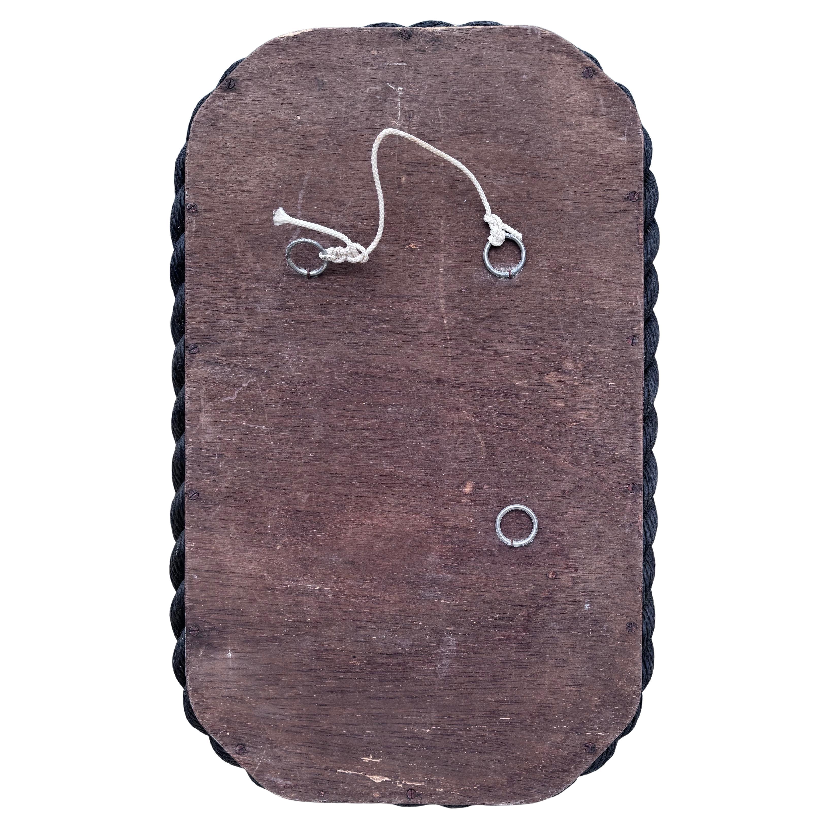 Rectangular Black Rope Mirror Adrien Audoux & Frida Minet, circa 1960 For Sale 1