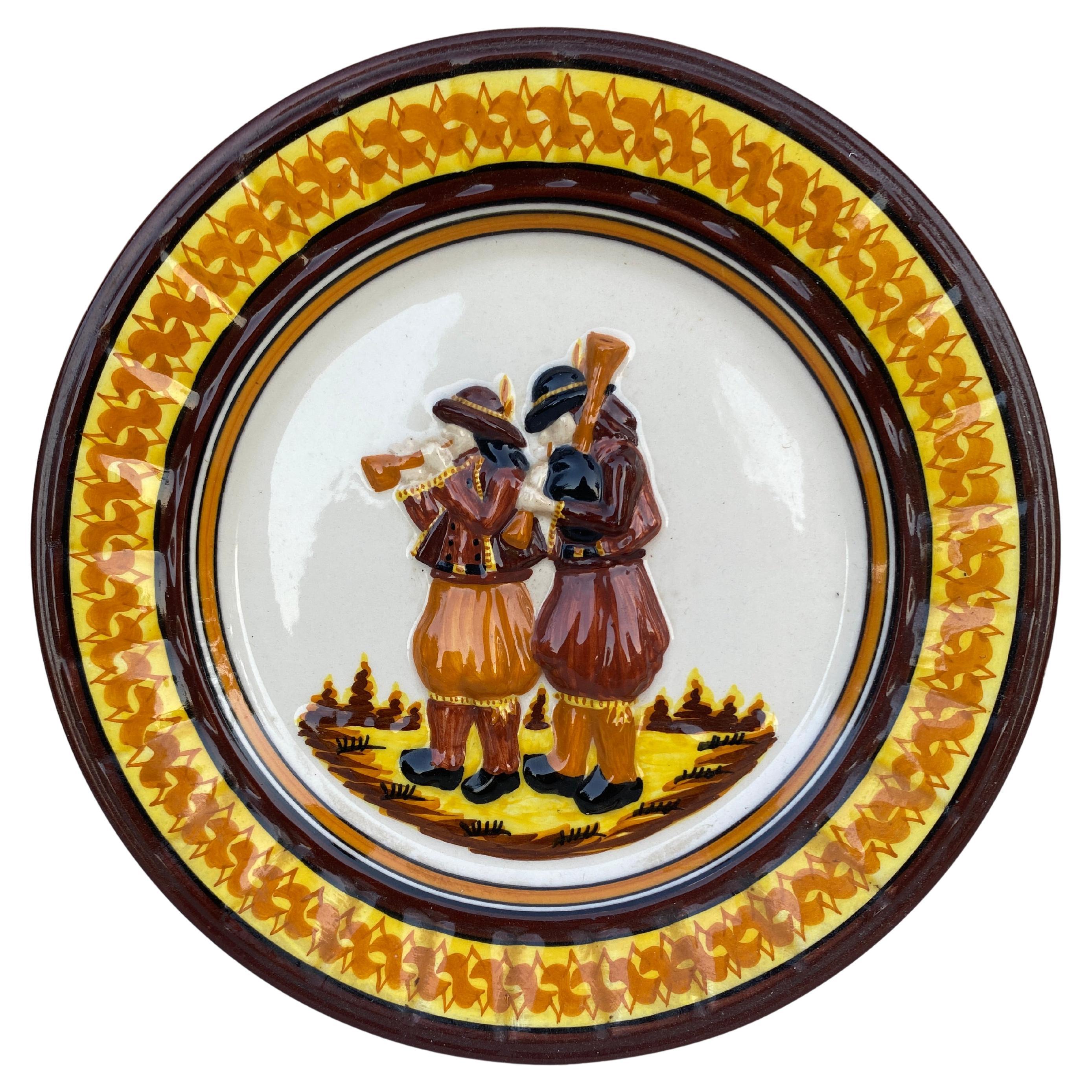 French Faience Plate Musiciens Quimper circa 1950