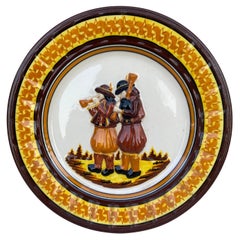 Piatto di faience francese Musiciens Quimper circa 1950