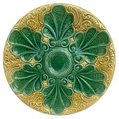 19th Century Green & Yellow Majolica Oyster Plate