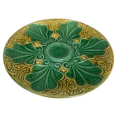 19th Century Green & Yellow Majolica Oyster Plate
