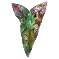 French Majolica Frog Wall Pocket Jerome Massier Fils Vallauris, circa 1900