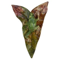 Antique French Majolica Frog Wall Pocket Jerome Massier Fils Vallauris, circa 1900