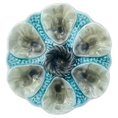 Piatto per ostriche in maiolica francese Orchies, 1910 circa
