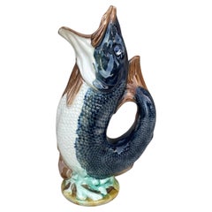 English Victorian Majolica Fish Pitcher Circa 1880