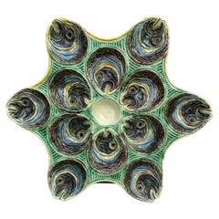 19th Century Majolica Palissy Fishs Heads Oyster Plate