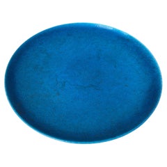 Art Deco Large French Aqua Blue Platter Edmond Lachenal