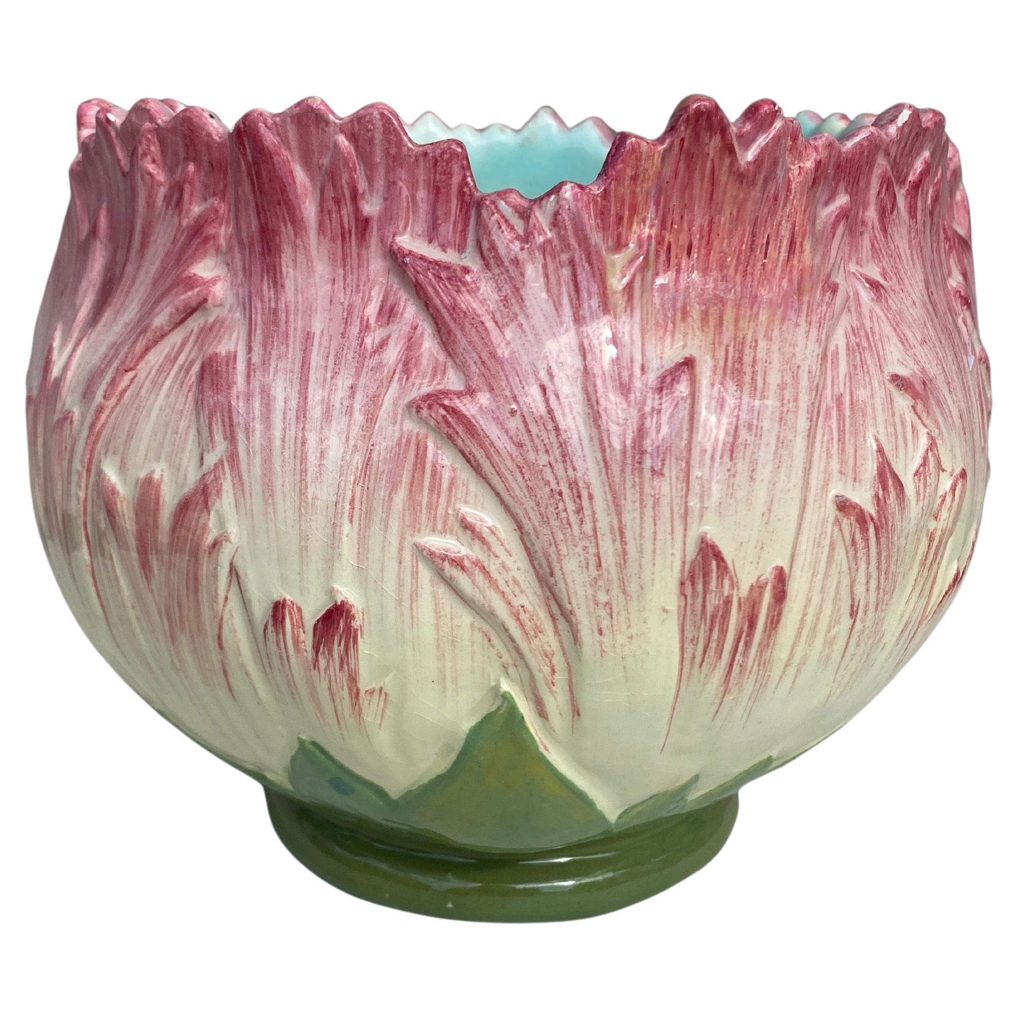 Art nouveau Cache pot français en majolique Jérôme Massier Circa 1890 en vente