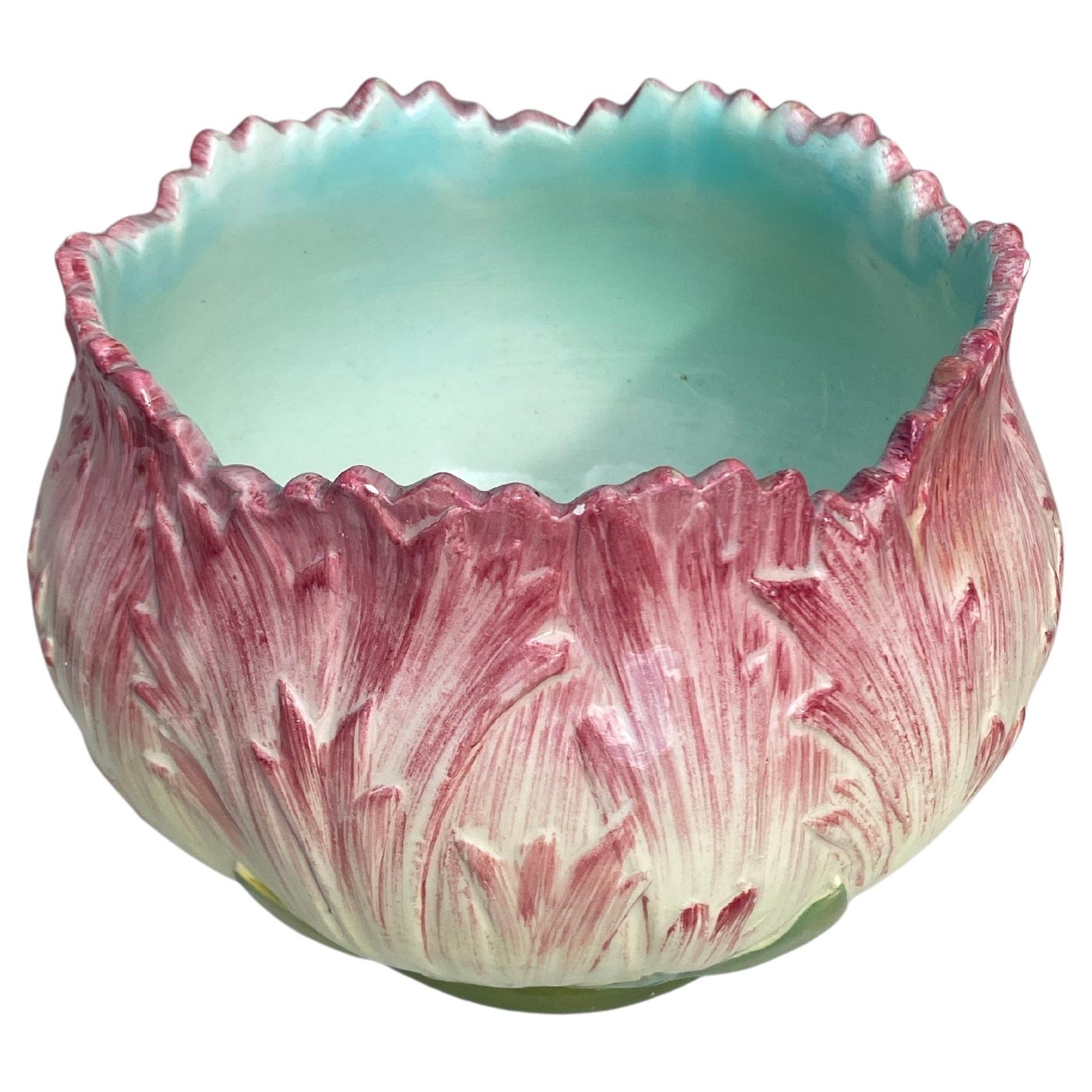 Grand pot à cache tulipe en majolique française Jérôme Massier Circa 1890
Hauteur / 7 pouces.
Diamètre / 10 pouces.