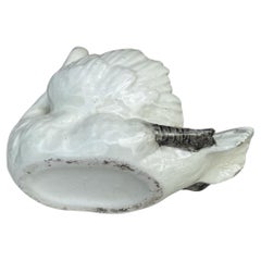 Majolica White Swan Jardinière Delphin Massier, circa 1890