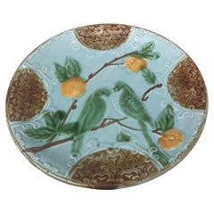 Majolica Parakeets Plate Salins, circa 1890