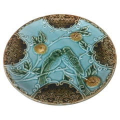 Majolica Parakeets Plate Salins, circa 1890