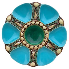 Assiette à huîtres en majolique du 19ème siècle Minton