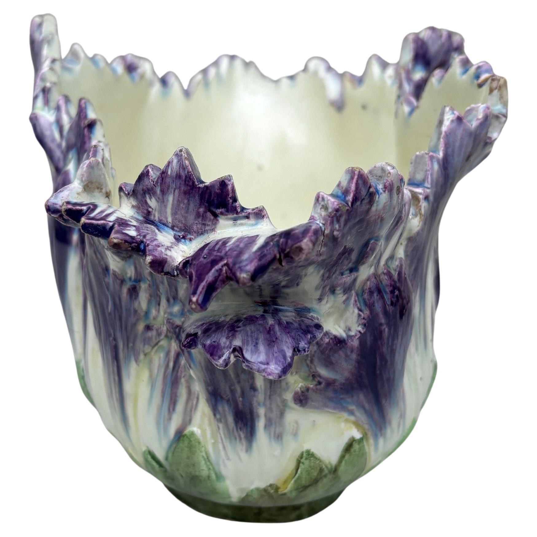 French Majolica Jardiniere Delphin Massier, Circa 1890 1