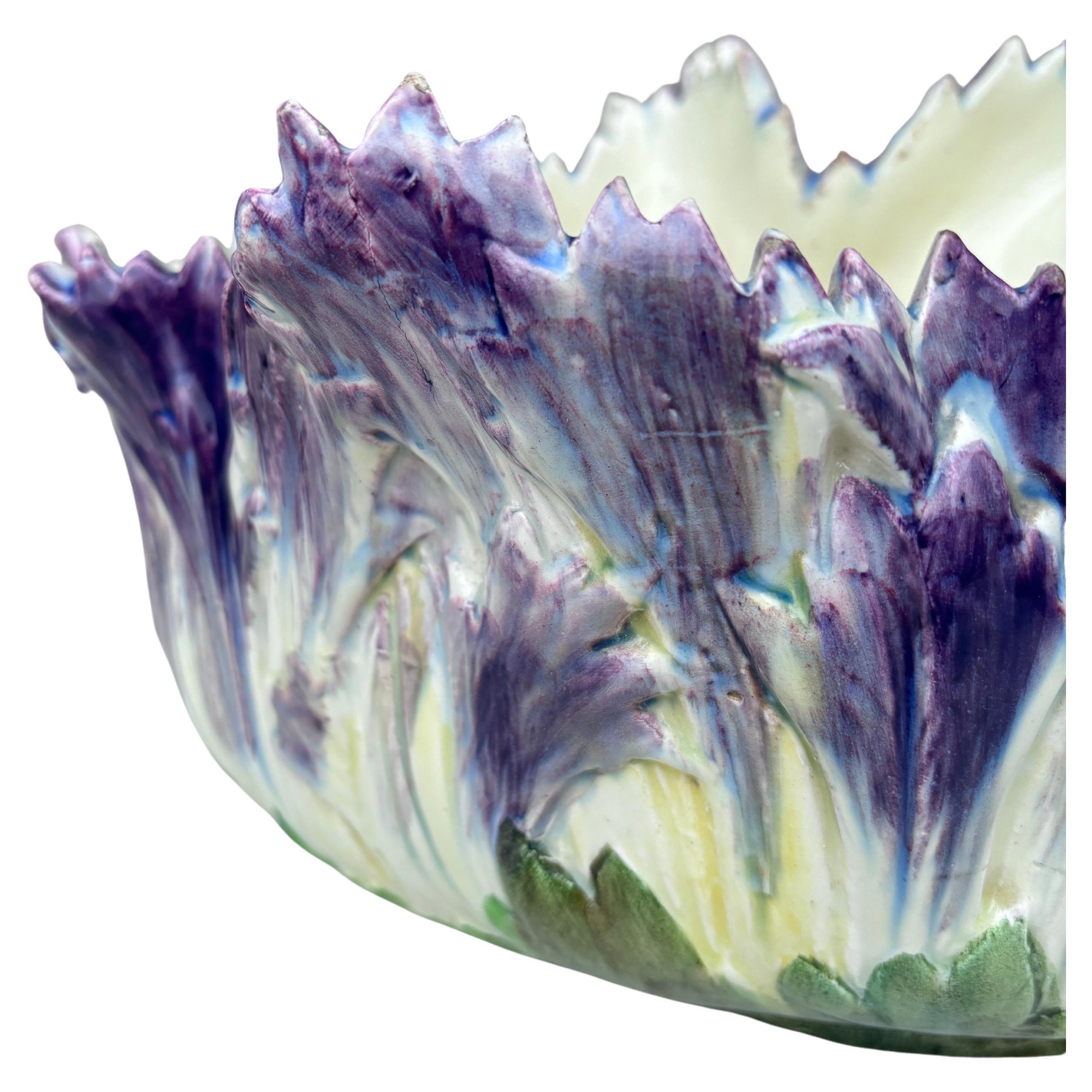 French Majolica Jardiniere Delphin Massier, Circa 1890 In Good Condition In Austin, TX