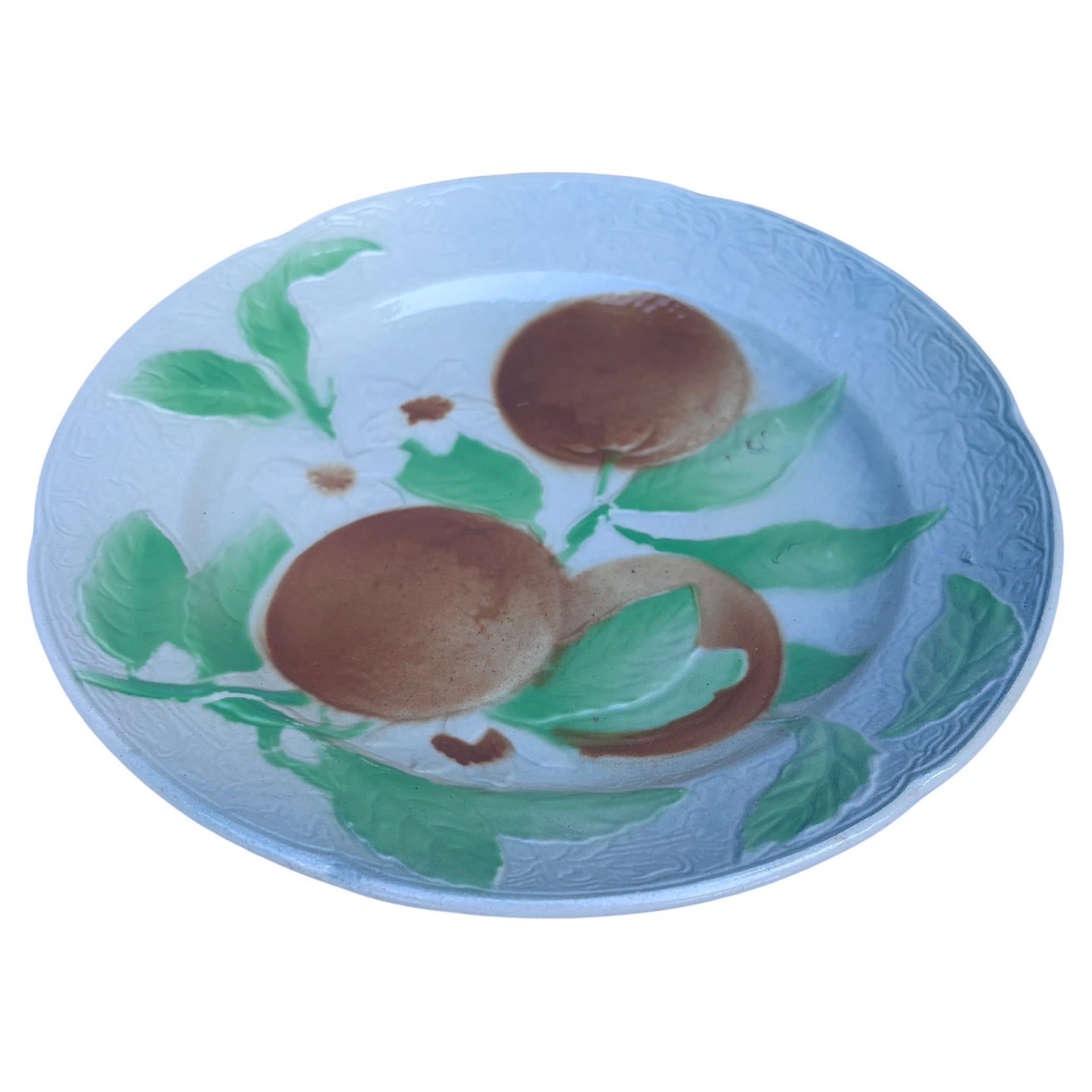 Majolica oranges plate Keller & Guerin Saint Clement circa 1930.
