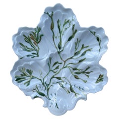 Assiette à huîtres en porcelaine avec algues Limoges, vers 1900