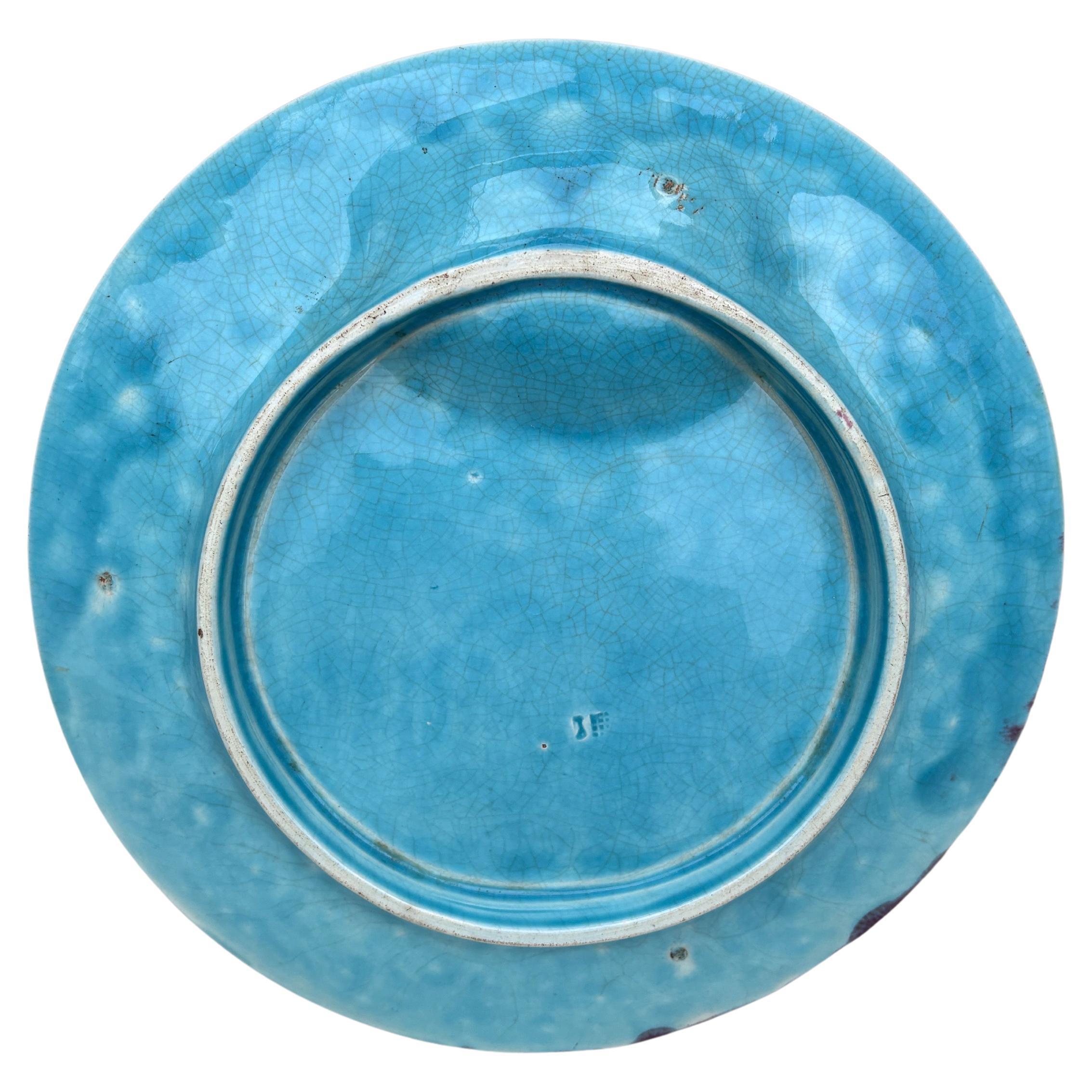 Französische Majolika Spargelteller Luneville Keller & Guerin, um 1890 (Rustikal) im Angebot