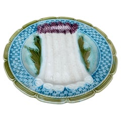 French Majolica Asparagus Plate Orchies, circa 1890