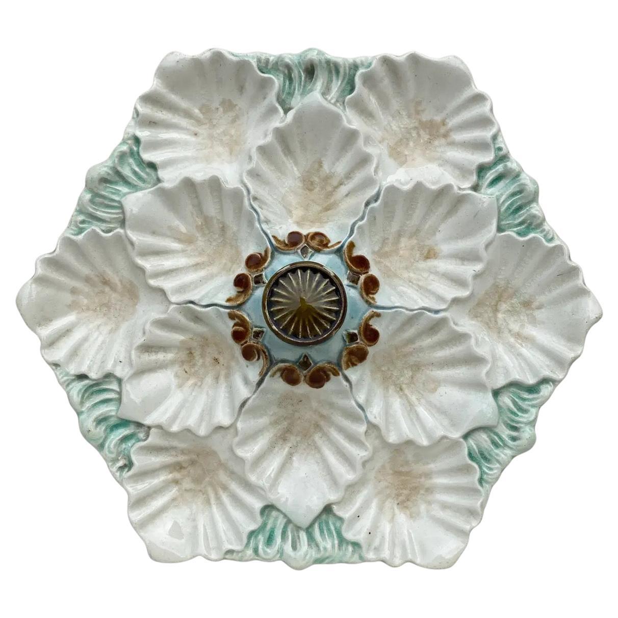 French Majolica Oyster Platter Orchies, circa 1900 For Sale