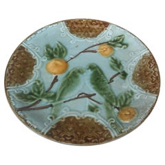 Piatto in maiolica Parrocchetti Salins, 1890 circa