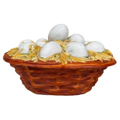 Austrian Majolica Porcelain Egg Basket Tureen Circa 1890