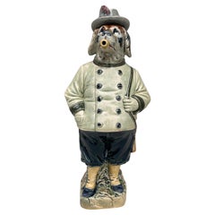 Majolica German Dog Bottle, circa 1890
